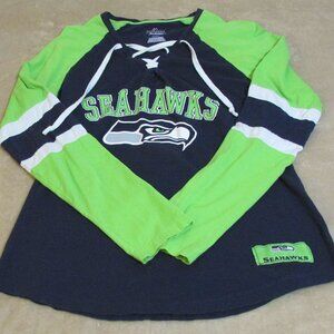 NFL Seattle Seahawks Women's Long Sleeve Quarter Lace-up Shirt Size Medium